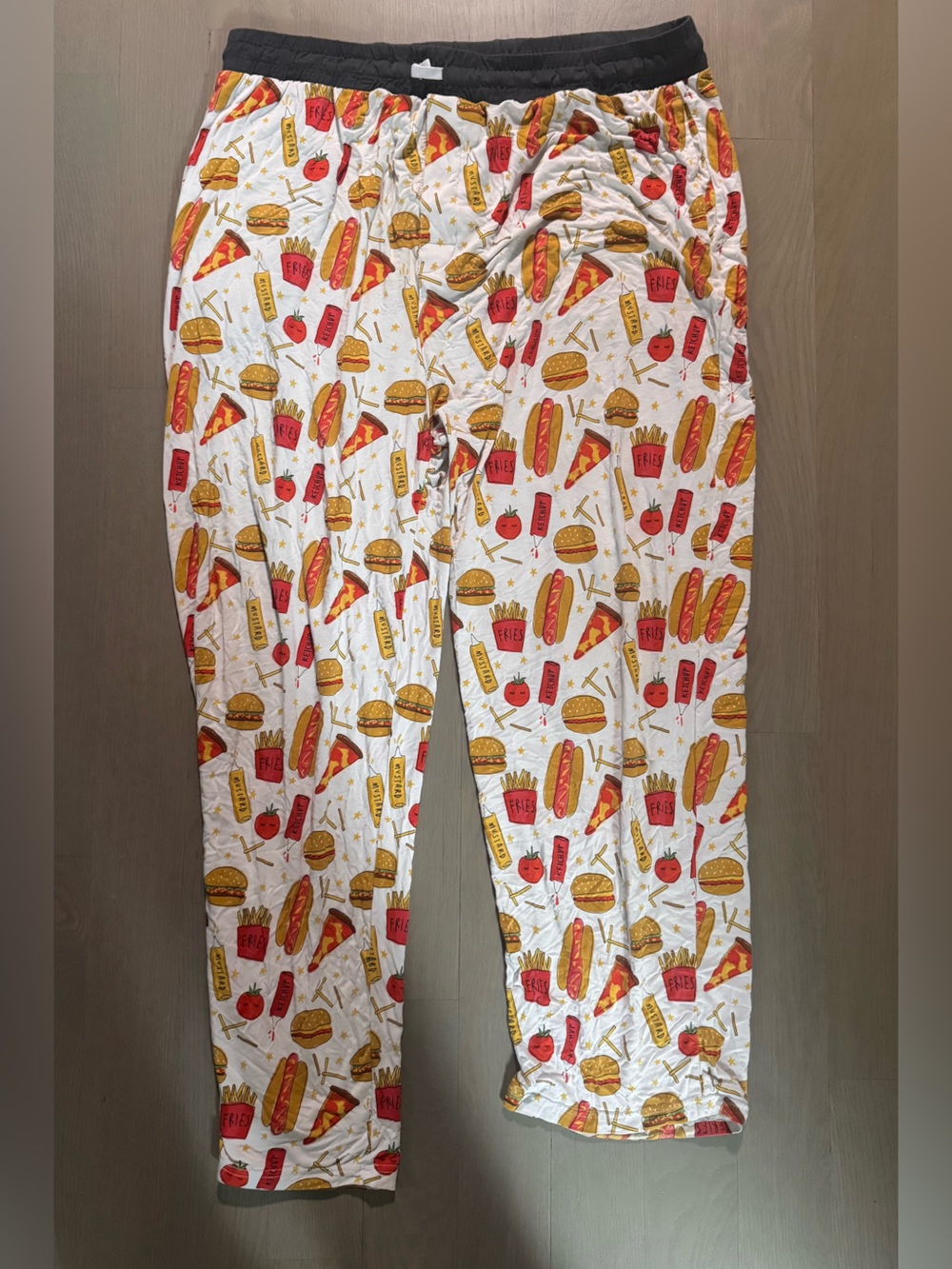 Little Sleepies Men’s Wide-Leg Lounge Pants with Red & Yellow Fast-Food Print